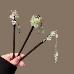 دبوس شعر خشبي عتيق للنساء عصا شعر أنيقة على الطراز الصيني الجديد دبوس شعر شيونغسام بسيط أغطية الرأس مجوهرات إكسسوارات الشعر