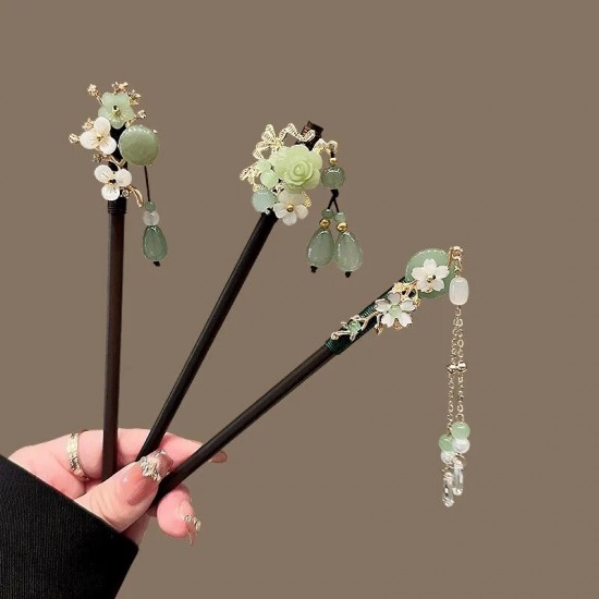 دبوس شعر خشبي عتيق للنساء عصا شعر أنيقة على الطراز الصيني الجديد دبوس شعر شيونغسام بسيط أغطية الرأس مجوهرات إكسسوارات الشعر