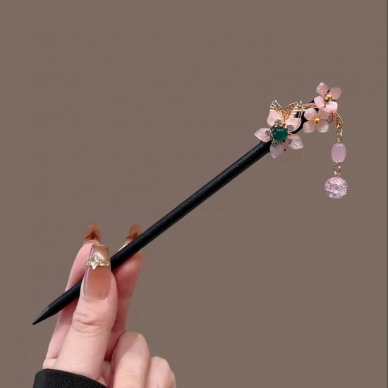 دبوس شعر خشبي عتيق للنساء عصا شعر أنيقة على الطراز الصيني الجديد دبوس شعر شيونغسام بسيط أغطية الرأس مجوهرات إكسسوارات الشعر