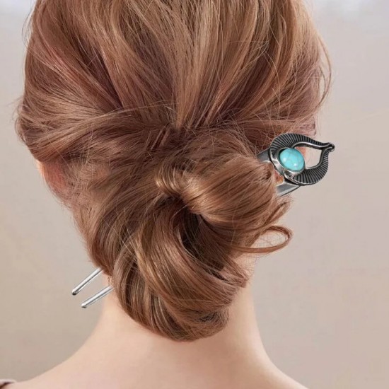 مصر الفيروز U شكل الشعر شوكة دبوس الشعر للنساء المعادن الشعر العصي قذيفة المينا الشعر عصا أغطية الرأس إكسسوارات الشعر مجوهرات